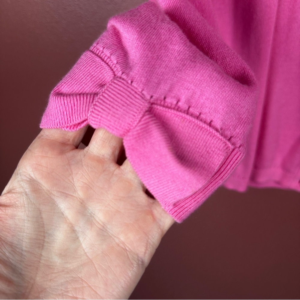 Kate Spade hot pink light weight cardigan bow on cuffs size small - Picture 2 of 8